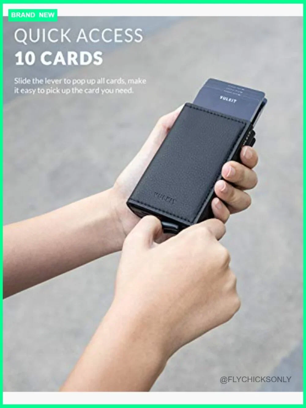 Pop Up Wallet Automatic Leather Slim Credit Card Holder RFID Blocking Metal